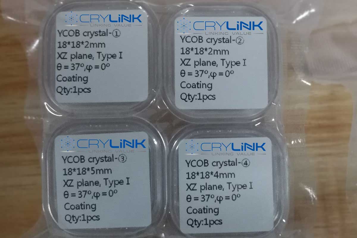 YCOB Nonlinear Crystal 18×18×2 Laser Crylink